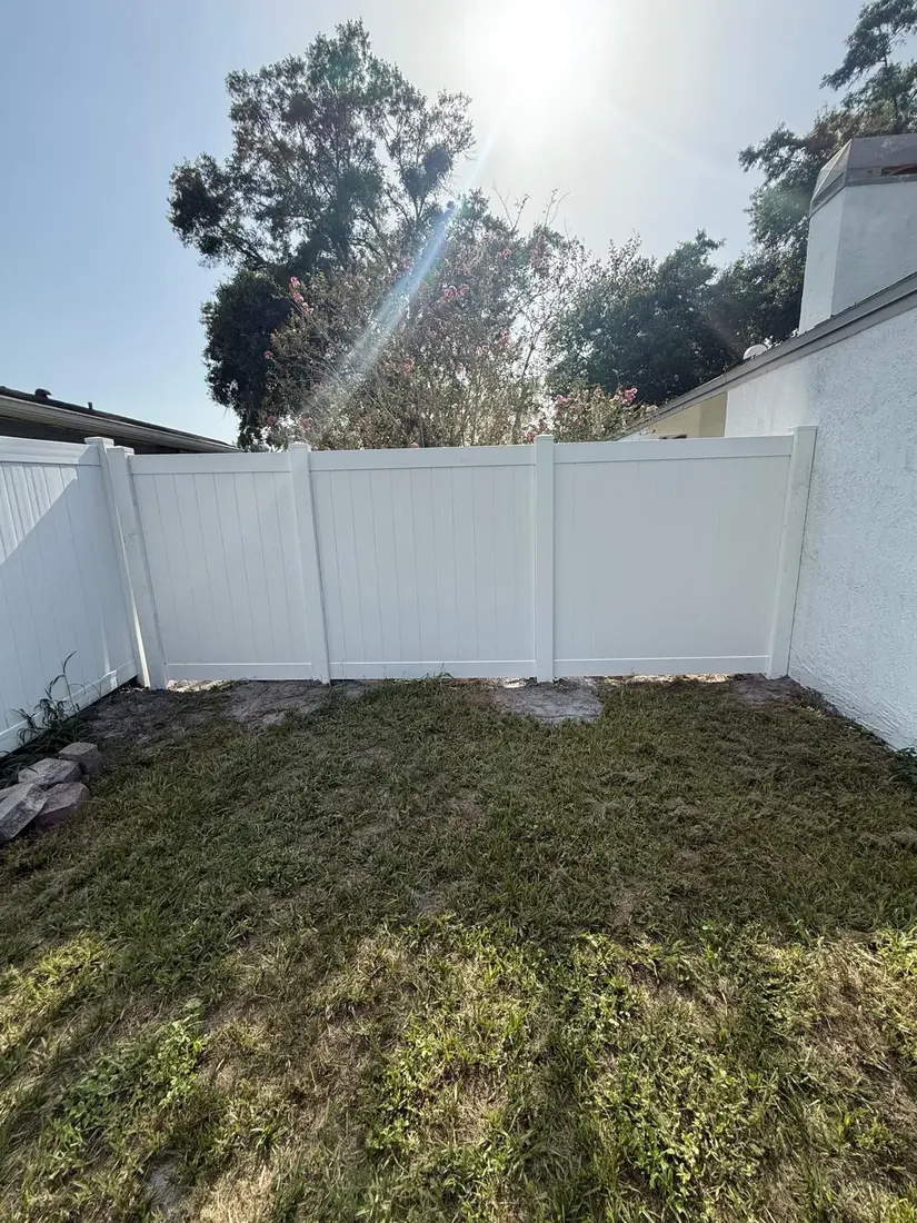 White vinyl fence panel close-up